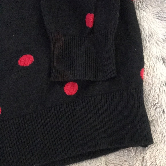 red & black polka dots M L 3/4 sleeve knit sweater size 1 Joan vass - Picture 4 of 4
